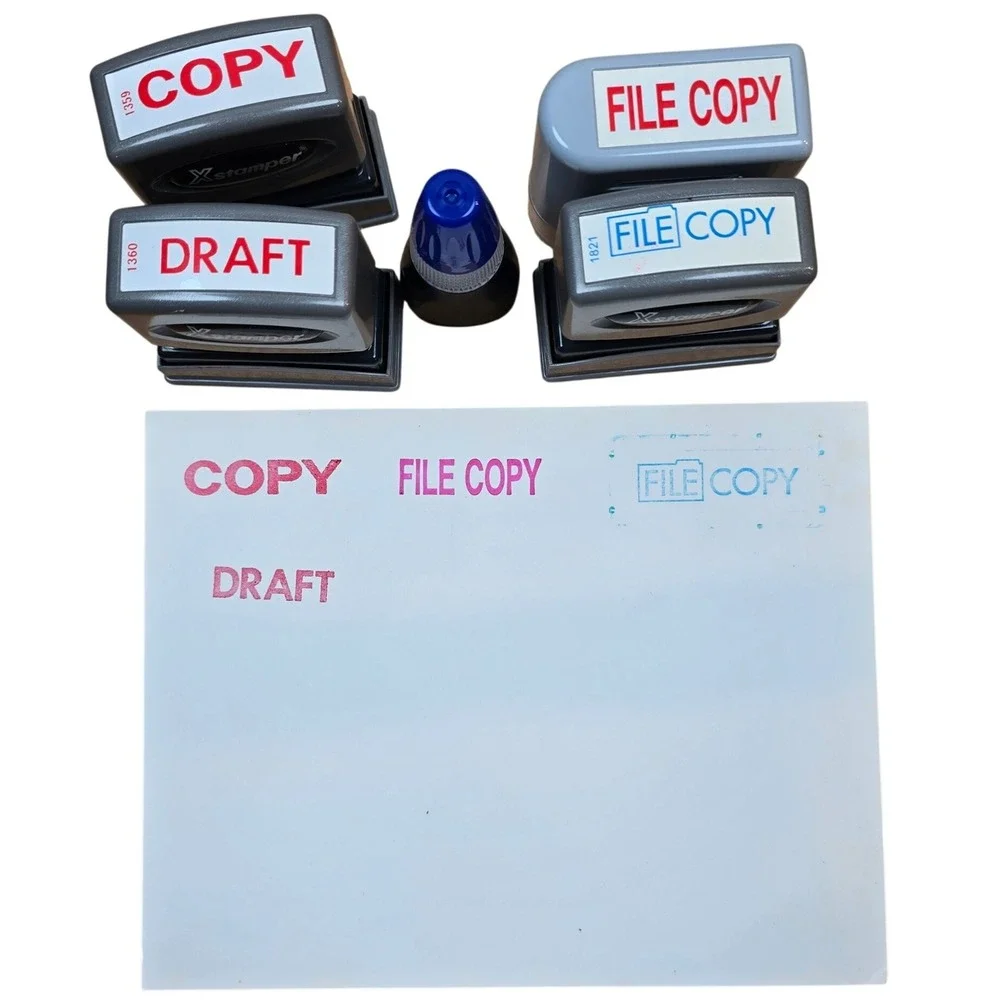 Self Inking Rubber Stamps COPY FILE COPY DRAFT plus extra blue ink